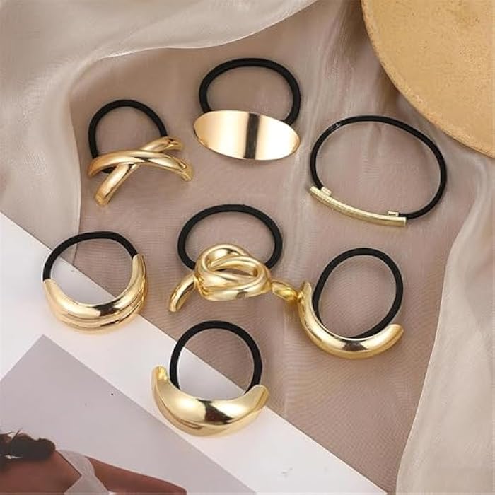GQ 3 PCS Metal Hair Tie, Ponytail Cuff, Gold and Silver Hair Accessories for Women - Image 2